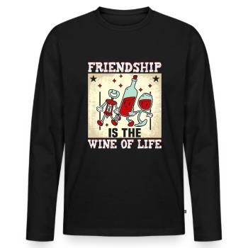 Cadeau d’amitié pour bon ami - T-shirt manches longues Premium bio Homme - noir - Devant - Nico (187cm)