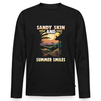 Strandurlaub am Meer Design Strandmotiv - Männer Premium Bio Langarmshirt - Schwarz - Vorne - Nico (187cm)