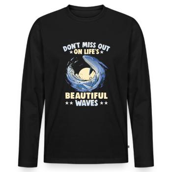 Strandurlaub am Meer Design Strandmotiv - Männer Premium Bio Langarmshirt - Schwarz - Vorne - Nico (187cm)