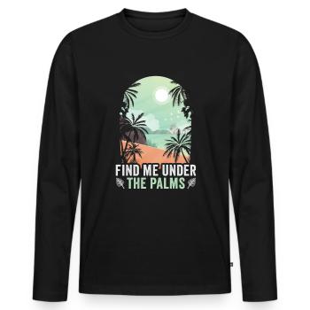 Strandurlaub am Meer Design Strandmotiv - Männer Premium Bio Langarmshirt - Schwarz - Vorne - Nico (187cm)