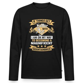 Conception de descente de vélo de montagne amusante pour les fans de VTT - T-shirt manches longues Premium bio Homme - noir - Devant - Nico (187cm)