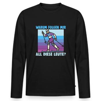 Cross-country biathlon cross-country skiers - Men's Premium Organic Long Sleeve Shirt - black - Front - Nico (187cm)
