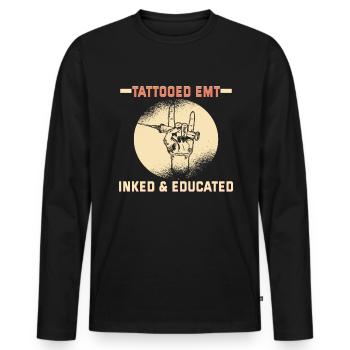 Tattooed EMT Inked & Educated Krankenschwester - Männer Premium Bio Langarmshirt - Schwarz - Vorne - Nico (187cm)