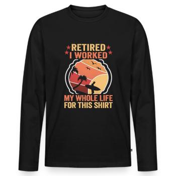 Retraite Idée cadeau Retraité Collègue de travail - T-shirt manches longues Premium bio Homme - noir - Devant - Nico (187cm)