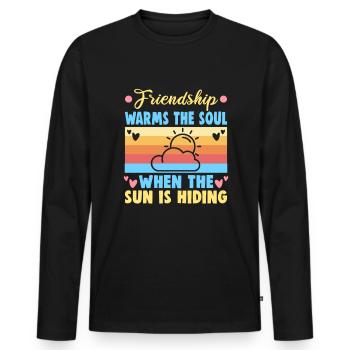 Cadeau d’amitié pour bon ami - T-shirt manches longues Premium bio Homme - noir - Devant - Nico (187cm)