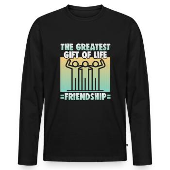 Cadeau d’amitié pour bon ami - T-shirt manches longues Premium bio Homme - noir - Devant - Nico (187cm)