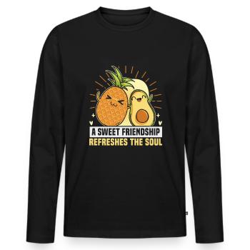 Cadeau d’amitié pour bon ami - T-shirt manches longues Premium bio Homme - noir - Devant - Nico (187cm)