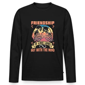 Cadeau d’amitié pour bon ami - T-shirt manches longues Premium bio Homme - noir - Devant - Nico (187cm)