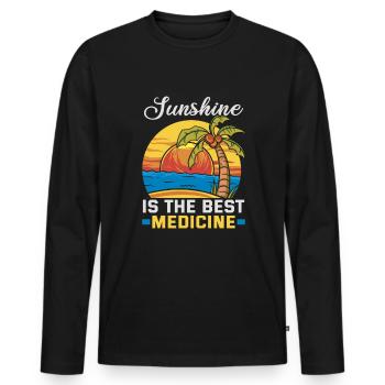 Strandurlaub am Meer Design Strandmotiv - Männer Premium Bio Langarmshirt - Schwarz - Vorne - Nico (187cm)