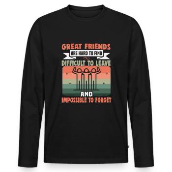 Cadeau d’amitié pour bon ami - T-shirt manches longues Premium bio Homme - noir - Devant - Nico (187cm)
