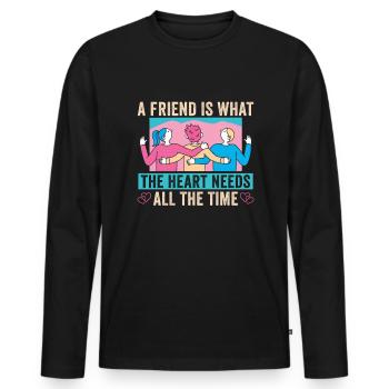 Friendship Gift Friend - Men's Premium Organic Long Sleeve Shirt - black - Front - Nico (187cm)