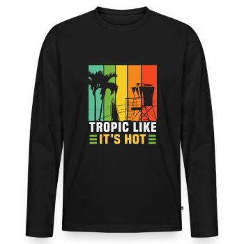 Strandurlaub am Meer Design Strandmotiv - Männer Premium Bio Langarmshirt - Schwarz - Vorne - Nico (187cm)