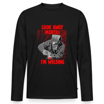 Schweißer Spruch Design für Metallbauer - Männer Premium Bio Langarmshirt - Schwarz - Vorne - Nico (187cm)
