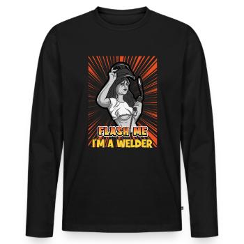 Welder Spruch Design for MetalWorkers - Men's Premium Organic Long Sleeve Shirt - black - Front - Nico (187cm)