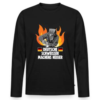 Schweißerin Spruch Design für Metallbauer - Männer Premium Bio Langarmshirt - Schwarz - Vorne - Nico (187cm)