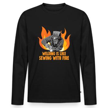 Welder slogan design for metal workers - Men's Premium Organic Long Sleeve Shirt - black - Front - Nico (187cm)