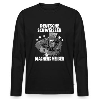 Schweißerin Spruch Design für Metallbauer - Männer Premium Bio Langarmshirt - Schwarz - Vorne - Nico (187cm)