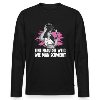 Schweißerin Spruch Design für Metallbauer - Männer Premium Bio Langarmshirt - Schwarz - Vorne - Nico (187cm)