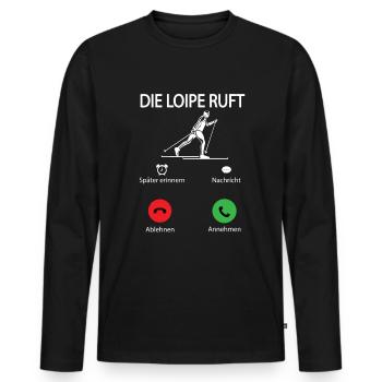 Langläufer Biathlon Skilangläufer - Männer Premium Bio Langarmshirt - Schwarz - Vorne - Nico (187cm)