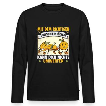 Freundschafts Geschenk für guten Freund - Männer Premium Bio Langarmshirt - Schwarz - Vorne - Nico (187cm)
