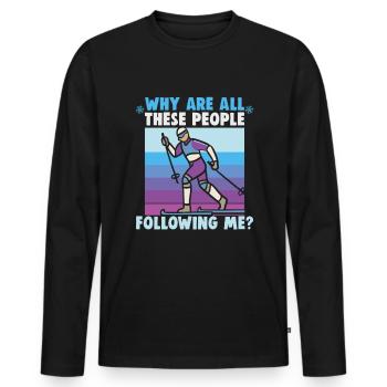 Langläufer Biathlon Skilangläufer - Männer Premium Bio Langarmshirt - Schwarz - Vorne - Nico (187cm)