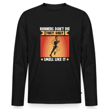 Running Marathon Runner Running - Men's Premium Organic Long Sleeve Shirt - black - Front - Nico (187cm)