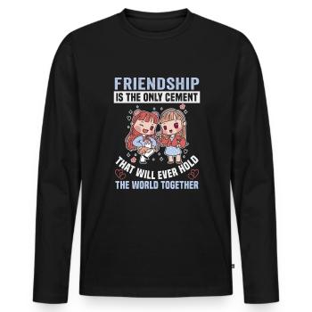 Cadeau d’amitié pour bon ami - T-shirt manches longues Premium bio Homme - noir - Devant - Nico (187cm)