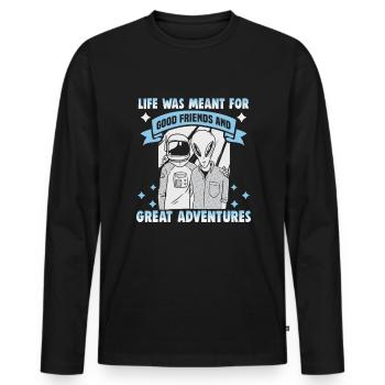 Cadeau d’amitié pour bon ami - T-shirt manches longues Premium bio Homme - noir - Devant - Nico (187cm)
