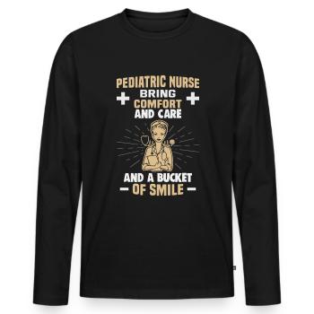 Infirmière pédiatre Infirmière dialyse Infirmière - T-shirt manches longues Premium bio Homme - noir - Devant - Nico (187cm)
