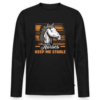 Reiter und Reitsport Design für Pferdeliebhaber - Männer Premium Bio Langarmshirt - Schwarz - Vorne - Nico (187cm)