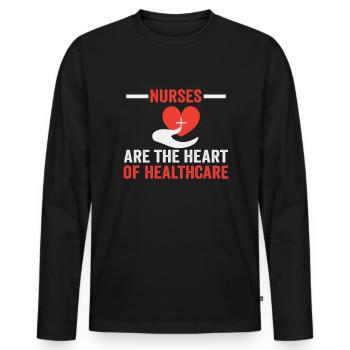 Les infirmières au cœur des soins de santé - T-shirt manches longues Premium bio Homme - noir - Devant - Nico (187cm)