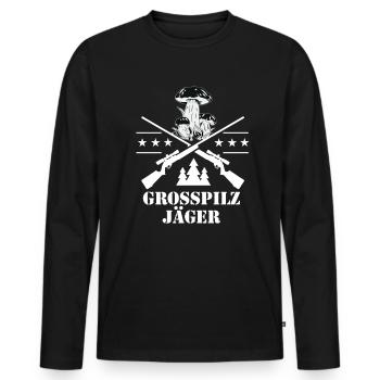 Pilze sammeln Schwammerl suchen für Pilzsammler - Männer Premium Bio Langarmshirt - Schwarz - Vorne - Nico (187cm)