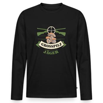 Pilze sammeln Schwammerl suchen für Pilzsammler - Männer Premium Bio Langarmshirt - Schwarz - Vorne - Nico (187cm)
