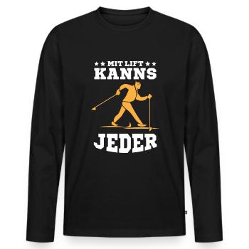 Langläufer Biathlon Skilangläufer - Männer Premium Bio Langarmshirt - Schwarz - Vorne - Nico (187cm)