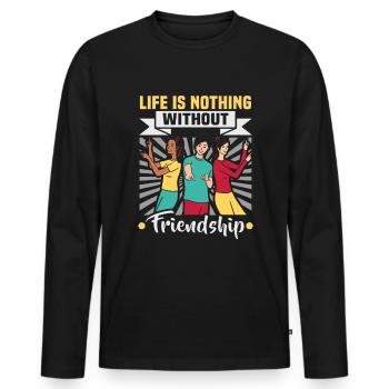 Cadeau d’amitié pour bon ami - T-shirt manches longues Premium bio Homme - noir - Devant - Nico (187cm)