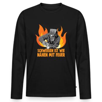 Schweißer Spruch Design für Metallbauer - Männer Premium Bio Langarmshirt - Schwarz - Vorne - Nico (187cm)