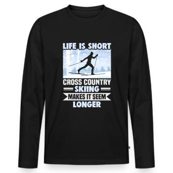 Skieurs de fond biathlon de fond - T-shirt manches longues Premium bio Homme - noir - Devant - Nico (187cm)