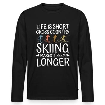 Skieurs de fond biathlon de fond - T-shirt manches longues Premium bio Homme - noir - Devant - Nico (187cm)