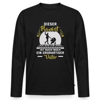 Pianist Vatertag Klavierspieler Musiker - Männer Premium Bio Langarmshirt - Schwarz - Vorne - Nico (187cm)