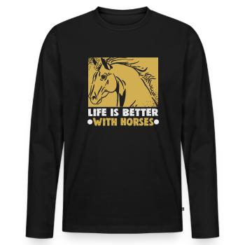 Equestrian and equestrian design for horse lovers - Men's Premium Organic Long Sleeve Shirt - black - Front - Nico (187cm)