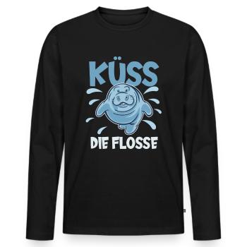 Cold Nose Warm Heart Manatee mollige Seekuh - Männer Premium Bio Langarmshirt - Schwarz - Vorne - Nico (187cm)