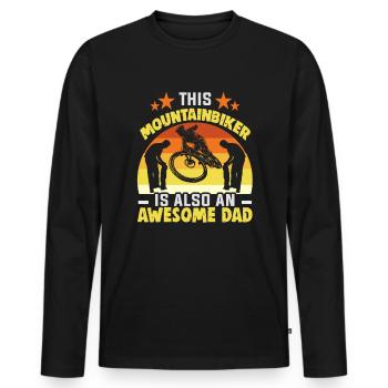 Mountain biker Father's Day Downhiller E biker - Men's Premium Organic Long Sleeve Shirt - black - Front - Nico (187cm)