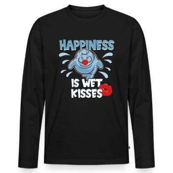 Cold Nose Warm Heart Manatee Chubby Manatee - Men's Premium Organic Long Sleeve Shirt - black - Front - Nico (187cm)