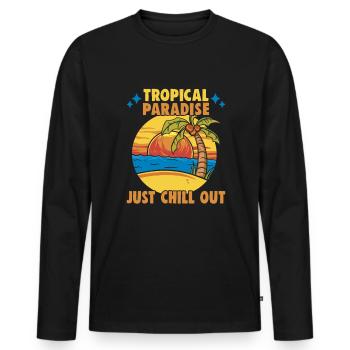 Strandurlaub am Meer Design Strandmotiv - Männer Premium Bio Langarmshirt - Schwarz - Vorne - Nico (187cm)