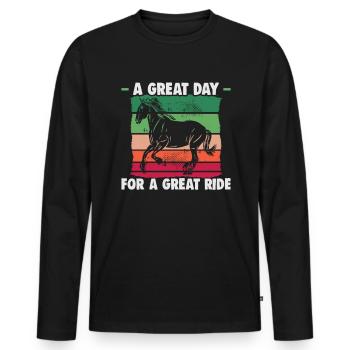 Design équestre et équestre pour les amoureux des chevaux - T-shirt manches longues Premium bio Homme - noir - Devant - Nico (187cm)