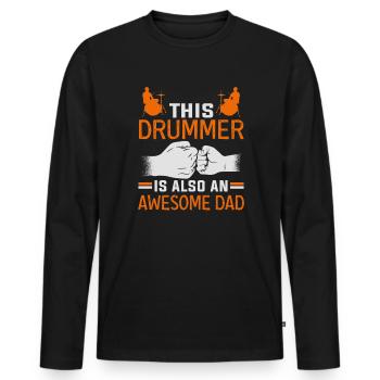 Schlagzeuger Vatertag Musiklehrer - Männer Premium Bio Langarmshirt - Schwarz - Vorne - Nico (187cm)