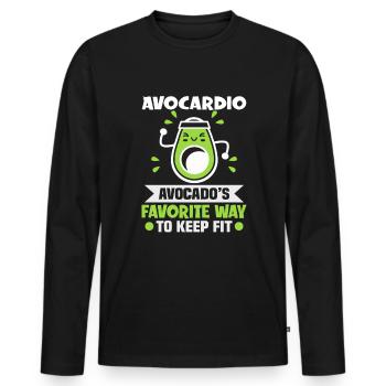 Avocardio Design für Vegetarier und Veganer - Männer Premium Bio Langarmshirt - Schwarz - Vorne - Nico (187cm)