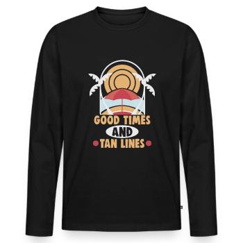 Strandurlaub am Meer Design Strandmotiv - Männer Premium Bio Langarmshirt - Schwarz - Vorne - Nico (187cm)