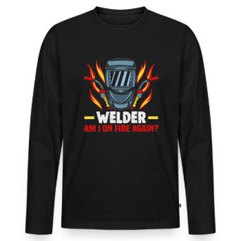 Welder slogan design for metal workers - Men's Premium Organic Long Sleeve Shirt - black - Front - Nico (187cm)