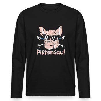 Skifahrer Pistensau Ski - Männer Premium Bio Langarmshirt - Schwarz - Vorne - Nico (187cm)